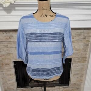 ANTHROPOLOGIE x cloth & stone linen blend embroidered tie‎ neck shirt size XS